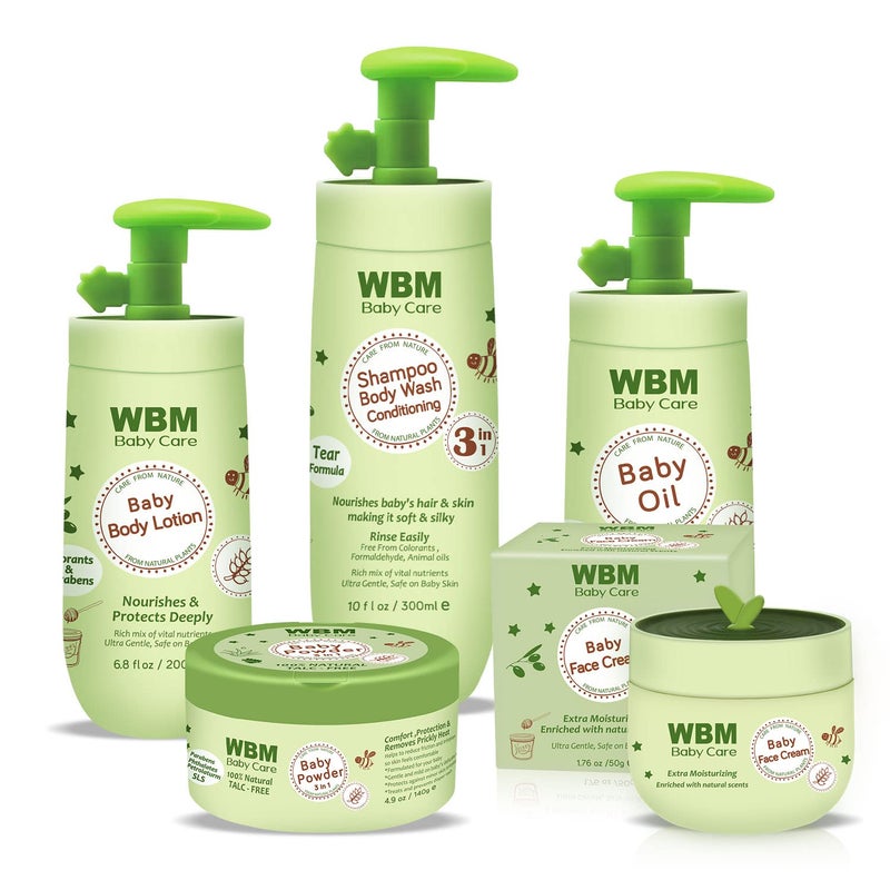 WBM Care Baby Gift Set | 5 Essential Baby Skin Care Products - Baby Lotion, Baby Shampoo, Face Cream, Baby Powder, and Baby Oil for Gentle and Complete Care - Image 1